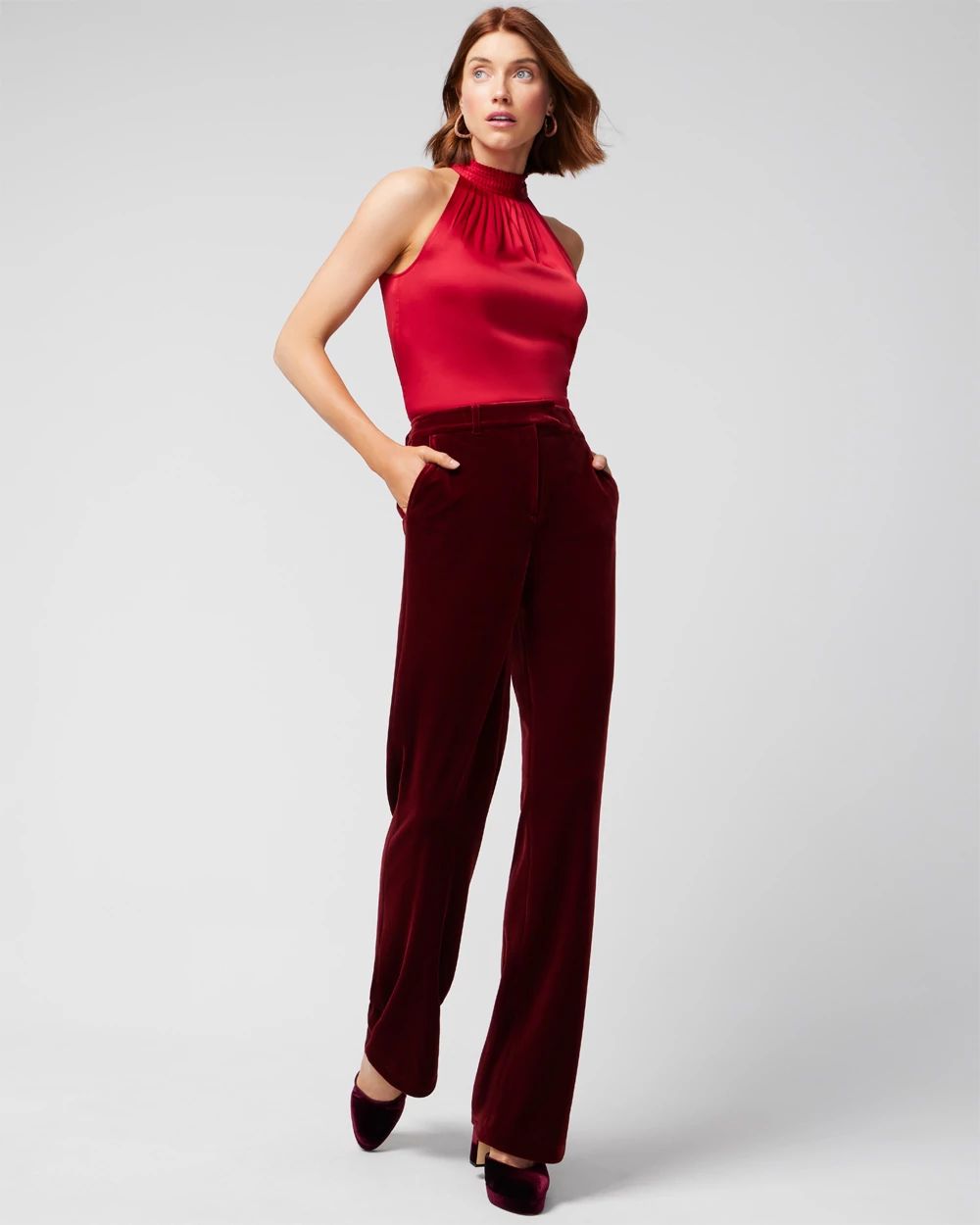 White house black market wide leg pants top